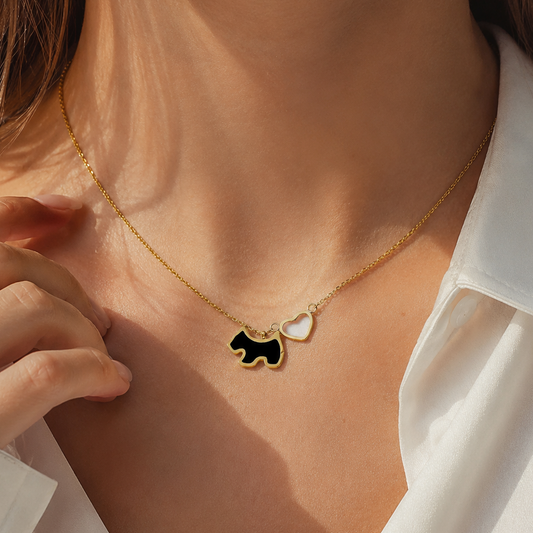 Cat and Heart Double Pendant