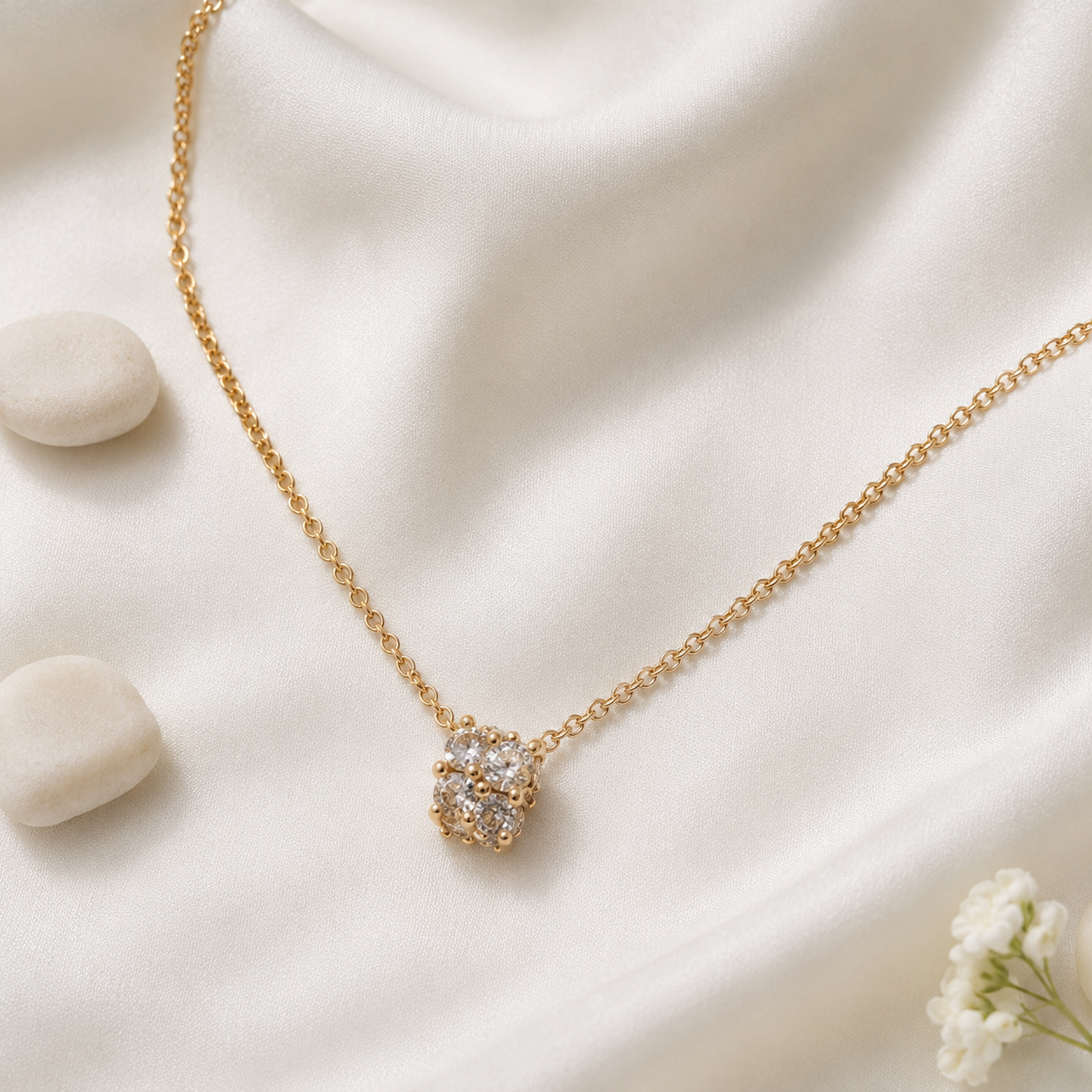 Gold Cube Crystal Necklace