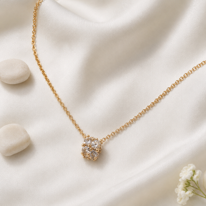 Gold Cube Crystal Necklace