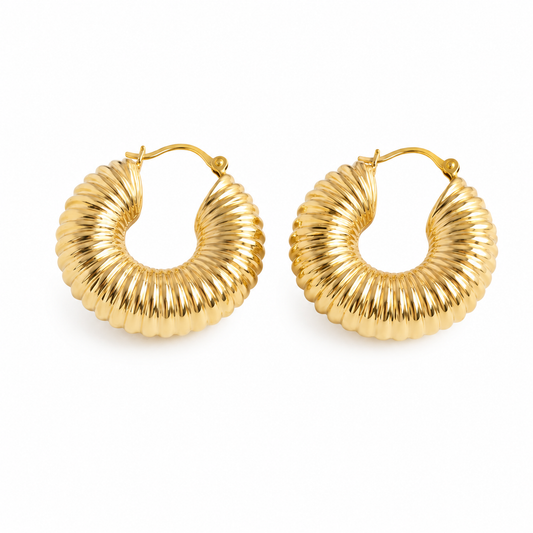 Corrugated Gold Hoop Earrings