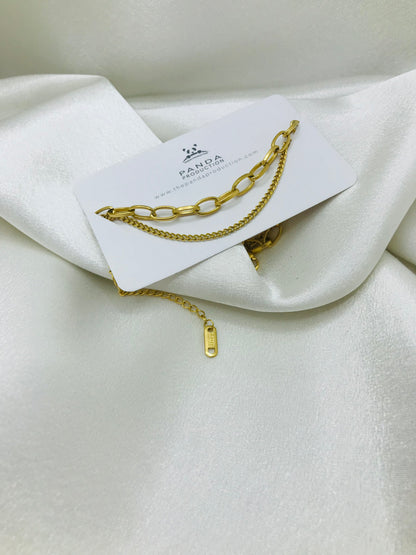 Double Gold Chain Bracelet