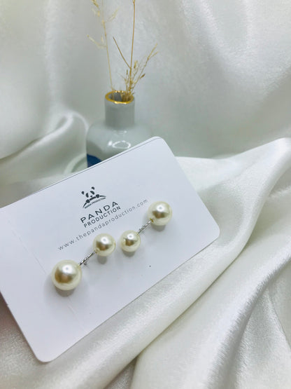 Double Pearl Stud Earrings