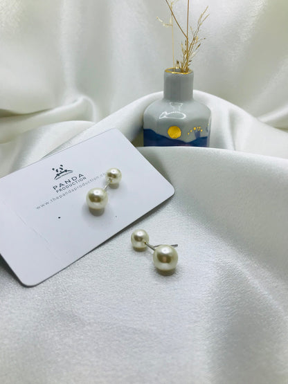 Double Pearl Stud Earrings