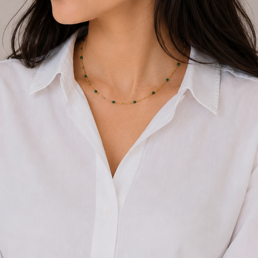 Emerald Beaded Choker Necklace