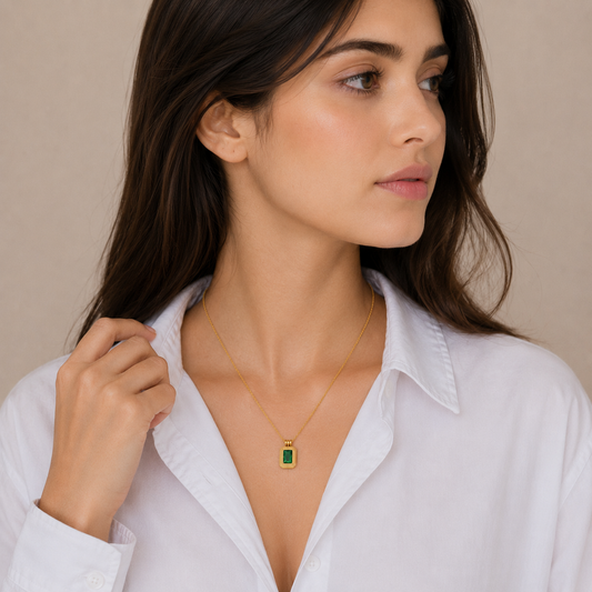 Emerald Charm Pendant Necklace