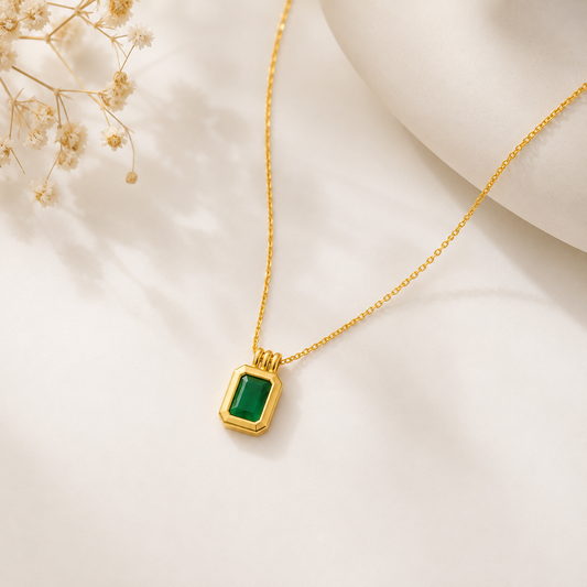 Emerald Charm Pendant Necklace