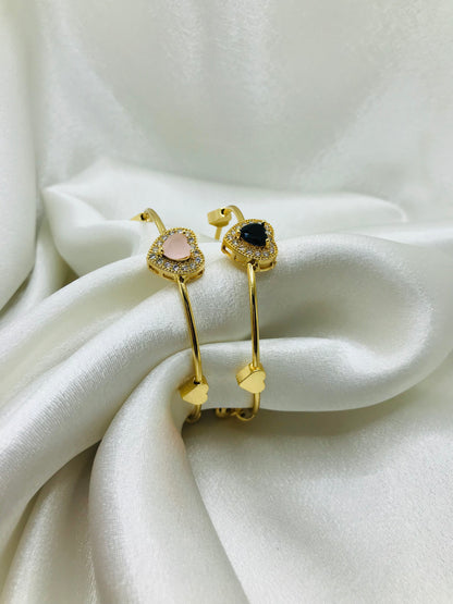 Gold Heart Bracelet with Gemstones