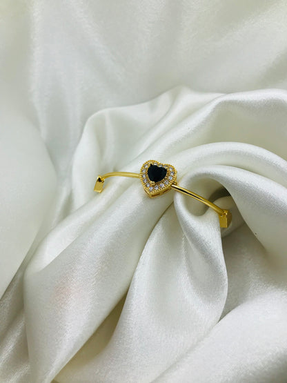Gold Heart Bracelet with Gemstones