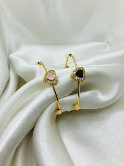 Gold Heart Bracelet with Gemstones