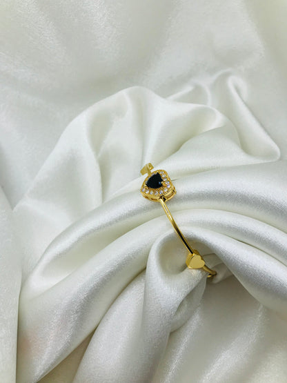 Gold Heart Bracelet with Gemstones