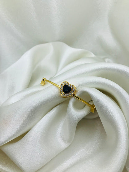 Gold Heart Bracelet with Gemstones