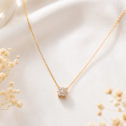 Gold Cube Crystal Necklace