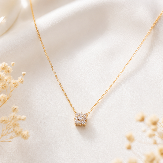 Gold Cube Crystal Necklace