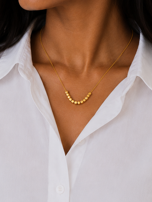 Golden Bead Curve Necklace