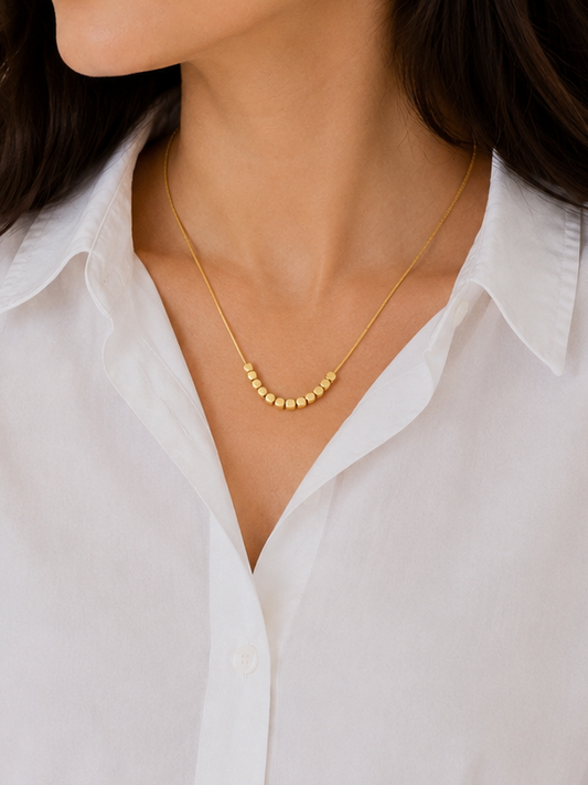 Golden Bead Curve Necklace
