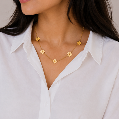 Golden Daisy Charm Necklace