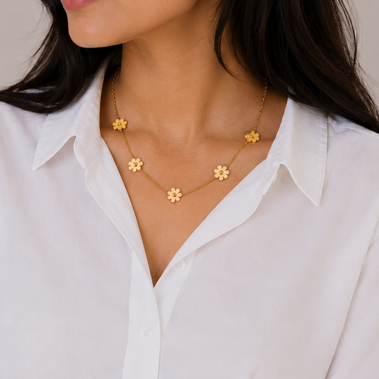 Golden Daisy Charm Necklace