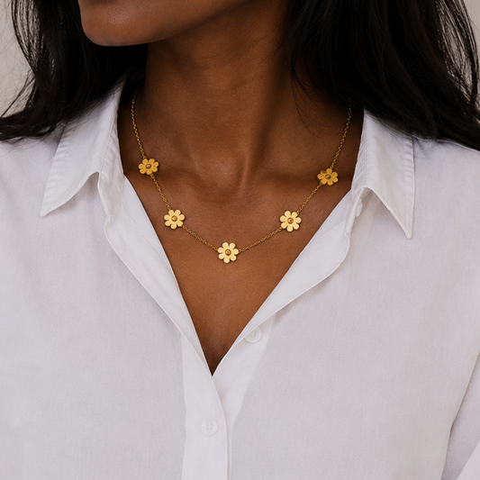Golden Daisy Charm Necklace