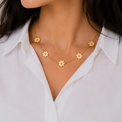 Golden Daisy Charm Necklace