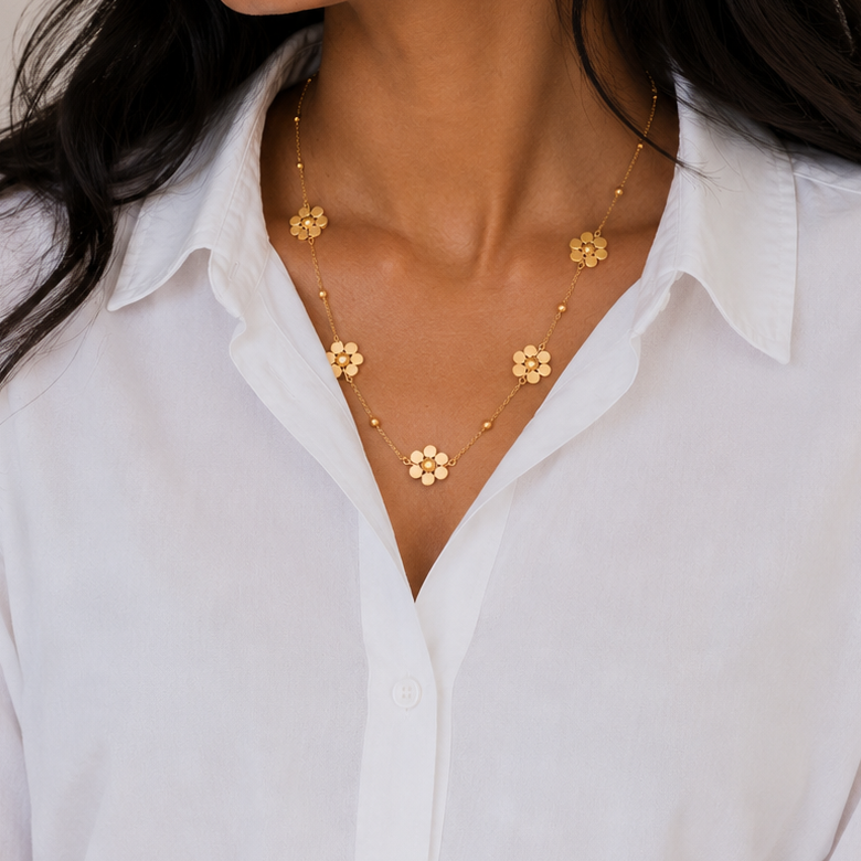 Golden Daisy Station Necklace