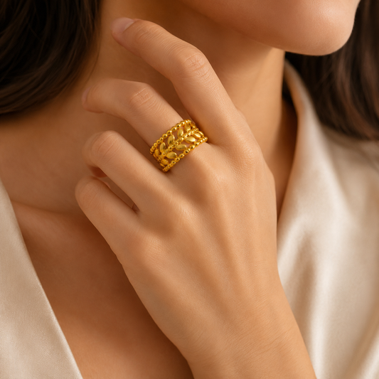 Golden Laurel Cuff Ring