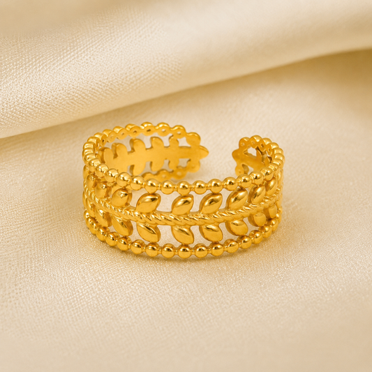 Golden Laurel Cuff Ring