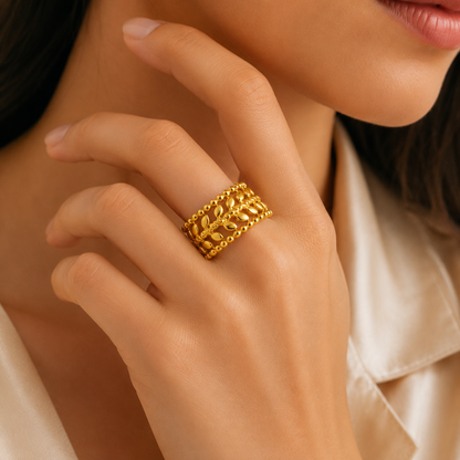 Golden Laurel Cuff Ring