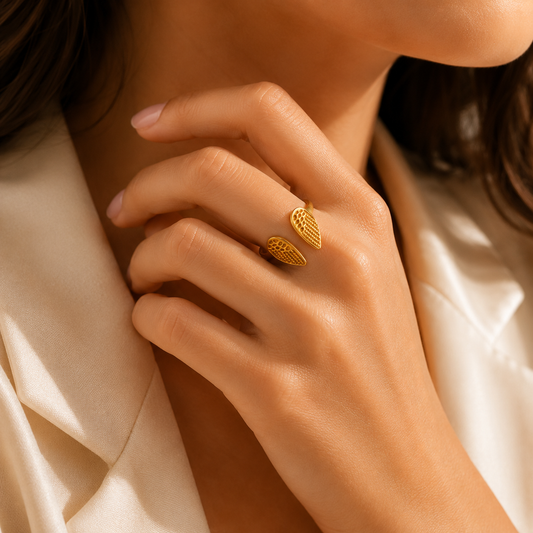 Golden Leaf Cuff Ring