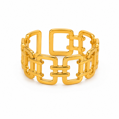 Golden Link Statement Cuff Ring