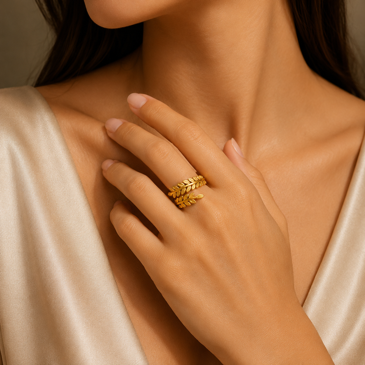 Golden Olive Leaf Ring