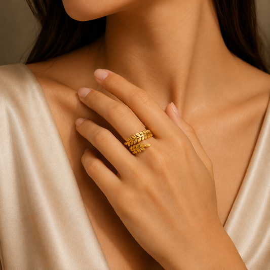 Golden Olive Leaf Ring