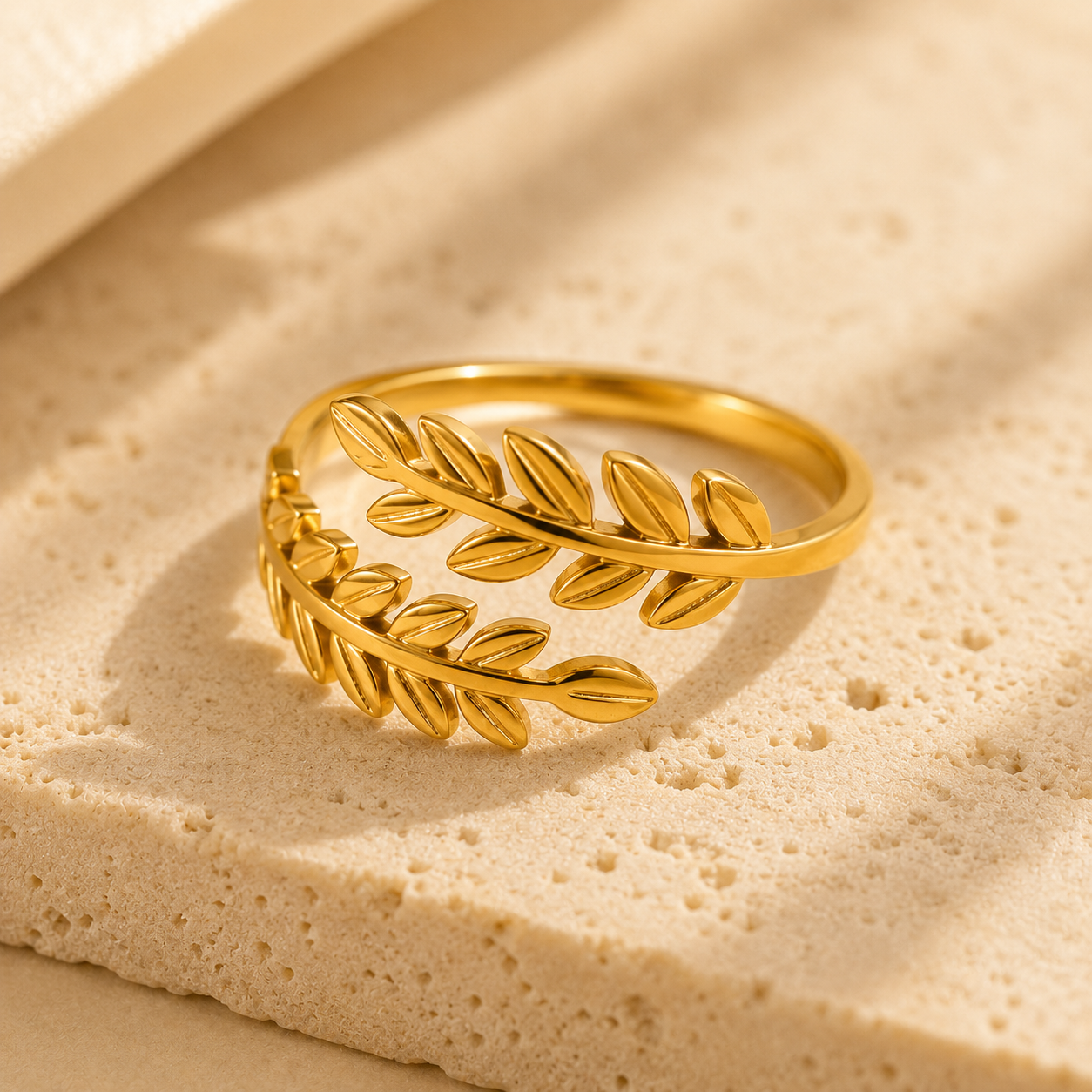 Golden Olive Leaf Ring