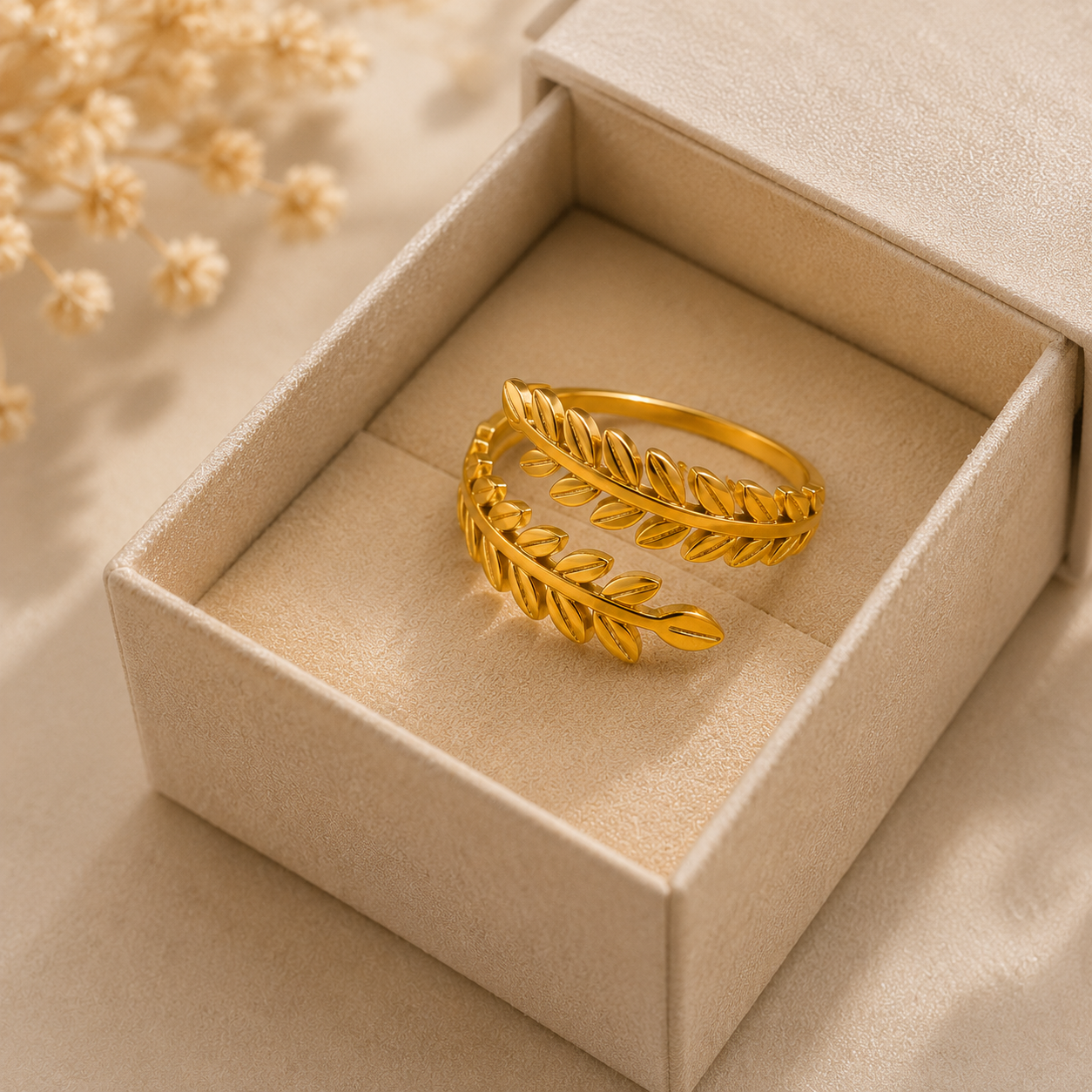 Golden Olive Leaf Ring