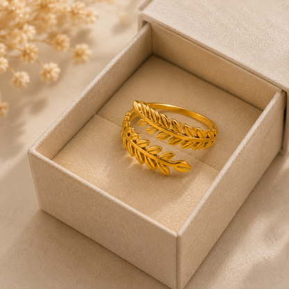 Golden Olive Leaf Ring