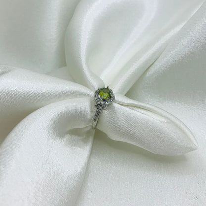 Green Gemstone Halo Ring