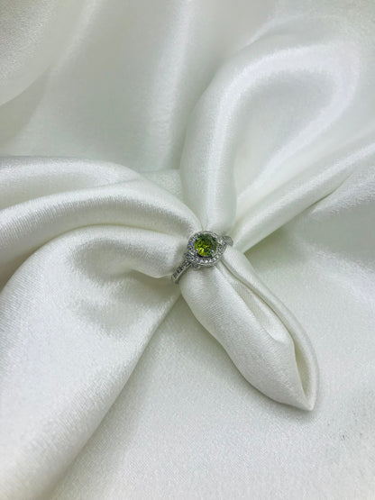 Green Gemstone Halo Ring