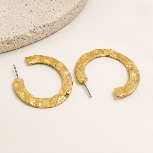 Hammered Gold Hoop Earrings