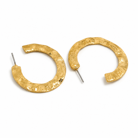 Hammered Gold Hoop Earrings
