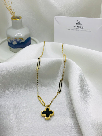 Double-Sided Clover Gold Necklac