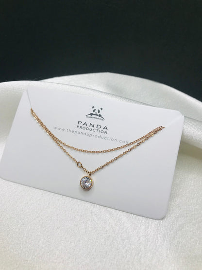 Rose Gold Necklace with Crystal Pendant