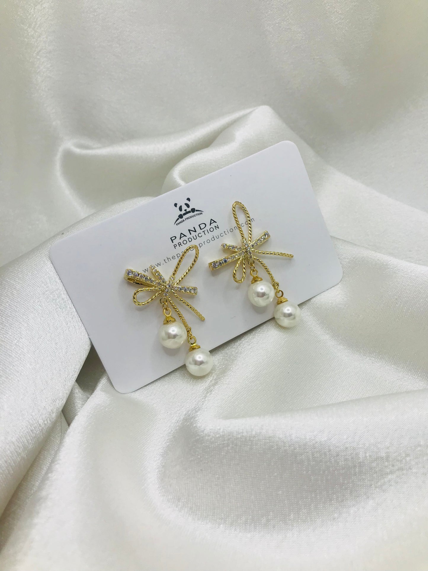 Bow Earrings with Ball Accents