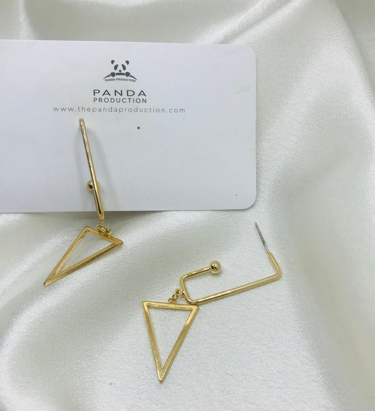 Long Metal Triangle Earrings