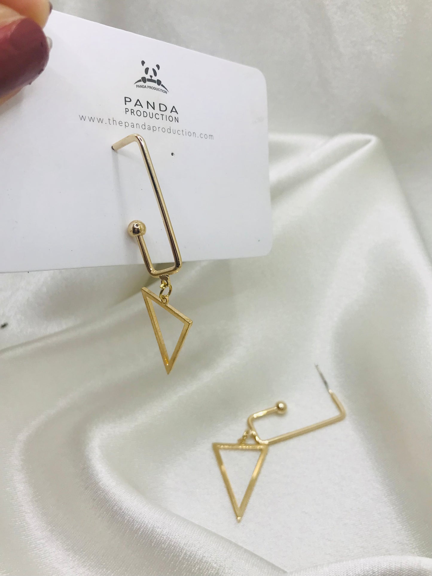 Long Metal Triangle Earrings