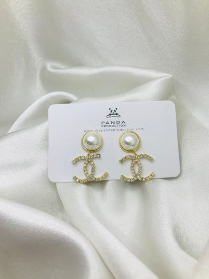 Channel Earrings with Pearl