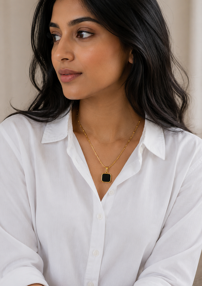 Midnight Square Pendant Necklace