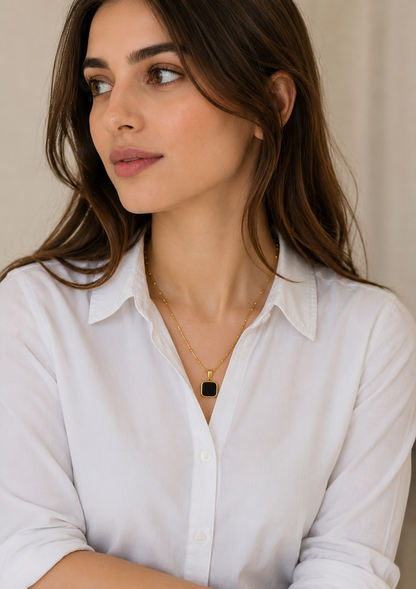 Midnight Square Pendant Necklace