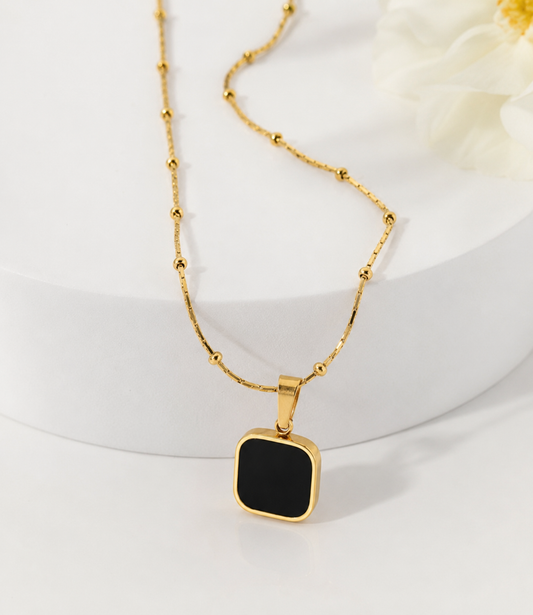 Midnight Square Pendant Necklace