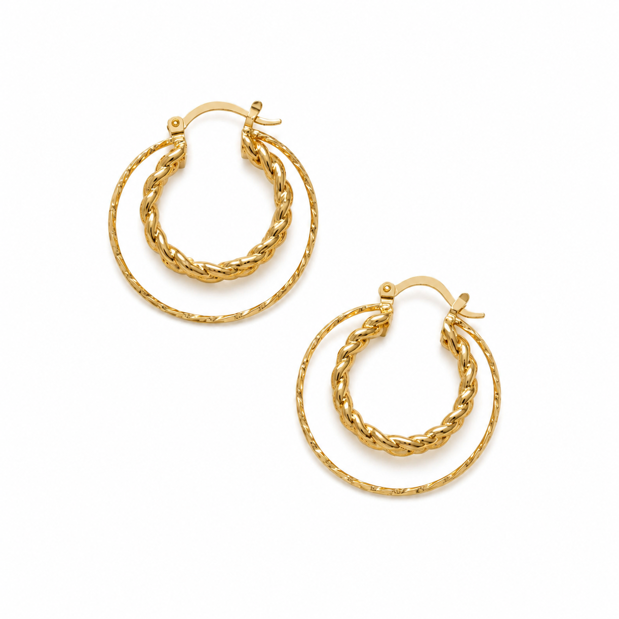 Layered Gold Hoop Earrings