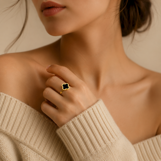 Midnight Clover Ring