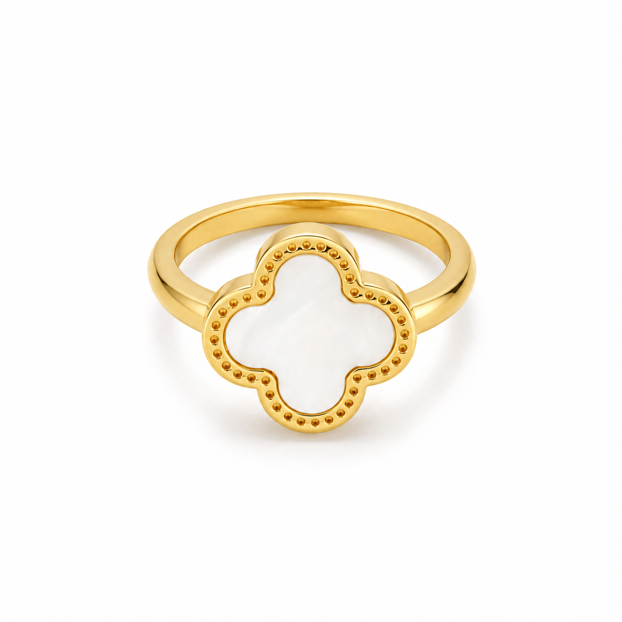 Midnight White  Clover Ring